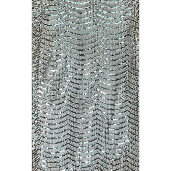 Dear’Gles Sz 12 Silver Sequin Mini Dress Metallic Glam Disco Cocktail Holiday - Picture 2 of 6